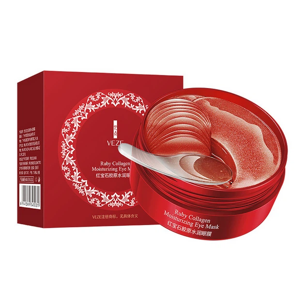 Гидрогелевые патчи в банке с рубиновым коллагеном Veze Ruby Collagen Moisturizing Eye Mask 80 г - изображение 2