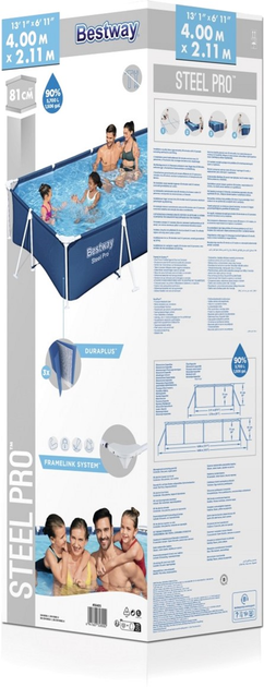 Basen stelażowy Bestway Family Steel Pro 400 x 211 x 81 cm (6941607328002) - obraz 9