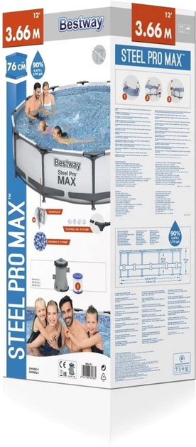 Basen stelażowy Bestway Steel Pro Max 3 in 1 366 x 76 cm (6942138981865) - obraz 7