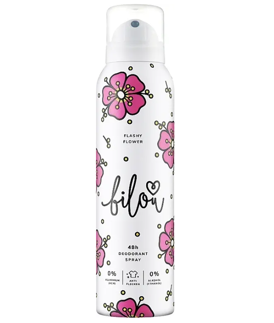 Дезодорант-спрей "Яскрава квітка" — Bilou Deodorant Spray Flashy Flower, 150 мл - Фото 1 Дезодорант-спрей "Яскрава квітка" — Bilou Deodorant Spray Flashy Flower, 150 мл - зображення 1
