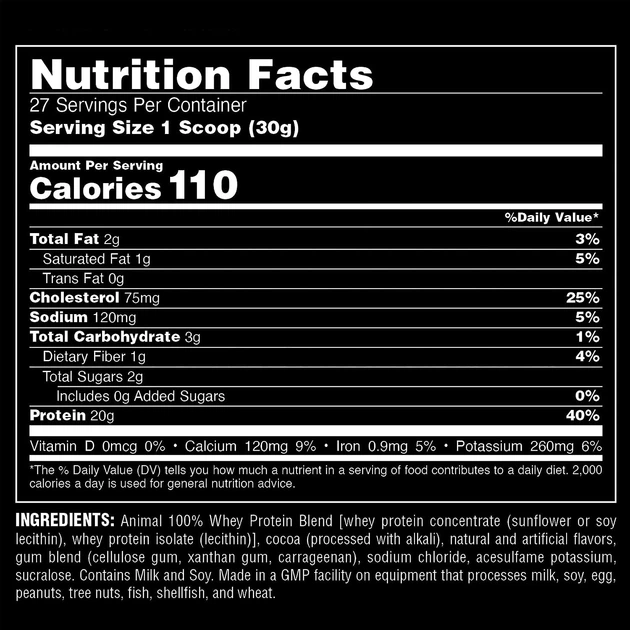 Протеин Universal Animal, 100% Whey Protein Powder 816 g (Chocolate Fudge) - изображение 3