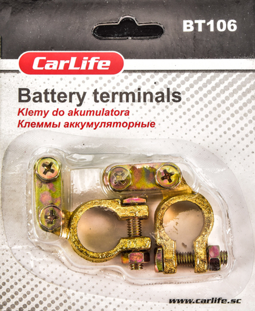 Клеми акумулятора цинк латунне покриття (ком-кт 2 шт) CARLIFE, BT106 - зображення 1