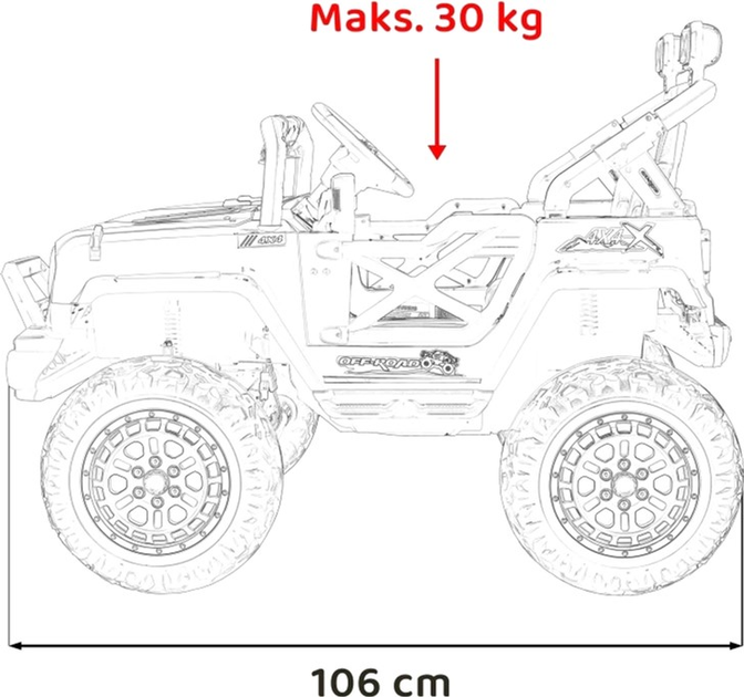 Samochód elektryczny dla dzieci Ramiz Jeep Off Road Speed Czerwony (5903864940428) - obraz 3