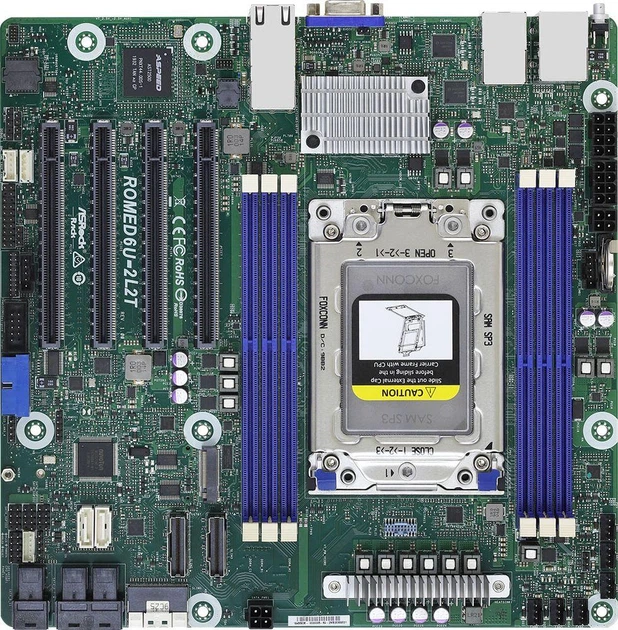 Материнська плата ASRock Rack ROMED6U-2L2T - Фото 1 Материнська плата ASRock Rack ROMED6U-2L2T - изображение 1