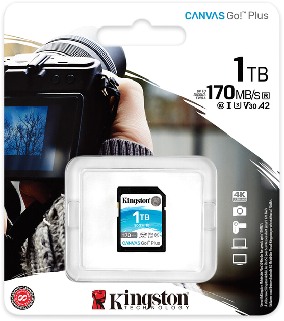 Карта памяти Kingston SDXC 1TB Canvas Go! Plus Class 10 UHS-I U3 V30 (SDG3/1TB) - изображение 3