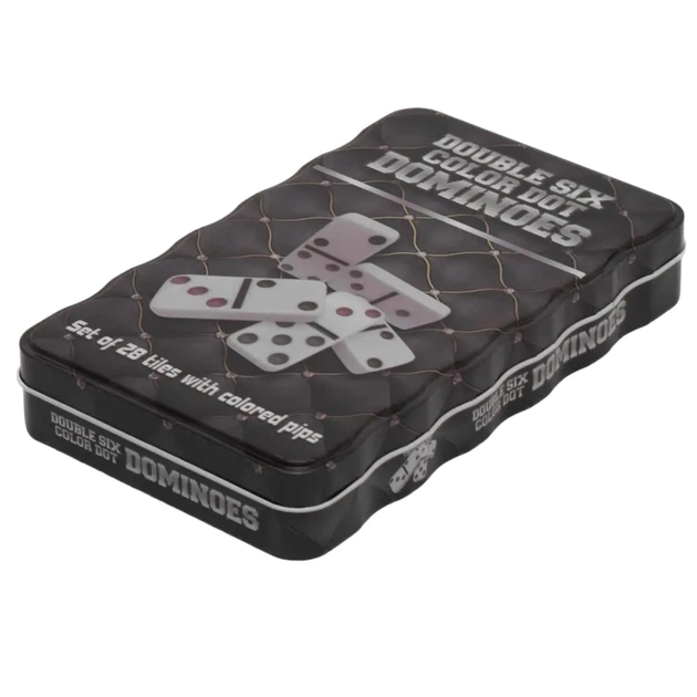 Настільна гра Доміно Dominoes Set 6 color dot Wave у жерстяному боксі - Фото 1 Настільна гра Доміно Dominoes Set 6 color dot Wave у жерстяному боксі - зображення 1