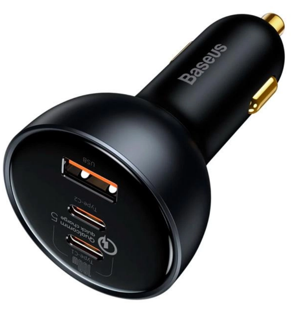 Автомобильное зарядное устройство с кабелем Baseus TZCCZM-0G 2Type-c/USB 160W Серое - изображение 3