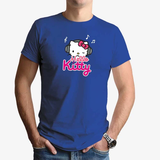 Футболка чоловіча JHK "Hello kitty" L Синій (MD-25-9461-20-23) - Фото 1 Футболка чоловіча JHK "Hello kitty" L Синій (MD-25-9461-20-23) - изображение 1