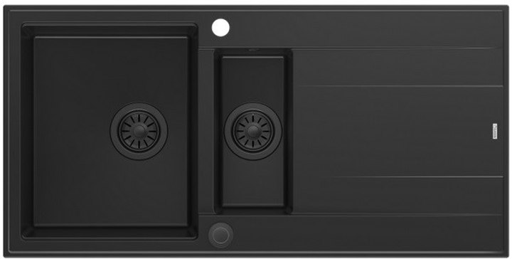 Кухонна мийка Quadron Evan 156 Чорна + сифон Push-2-Open (HQE510050U7_BLM_P2O) - зображення 1