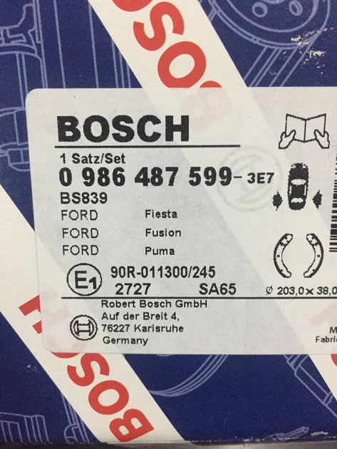 Колодки задние BOSCH 0 986 487 599 FORD FIESTA, FUSION >08 - изображение 3