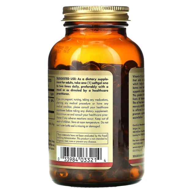 Витамин Д3 Solgar, Vitamin D3, Cholecalciferol, 400 IU, 250 капсул - изображение 7