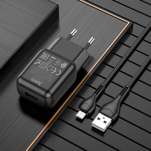 Зарядное устройство Hoco C96A 2.1A + кабель Lightning Black (36685) - Фото 5 Зарядное устройство Hoco C96A 2.1A + кабель Lightning Black (36685) - изображение 5