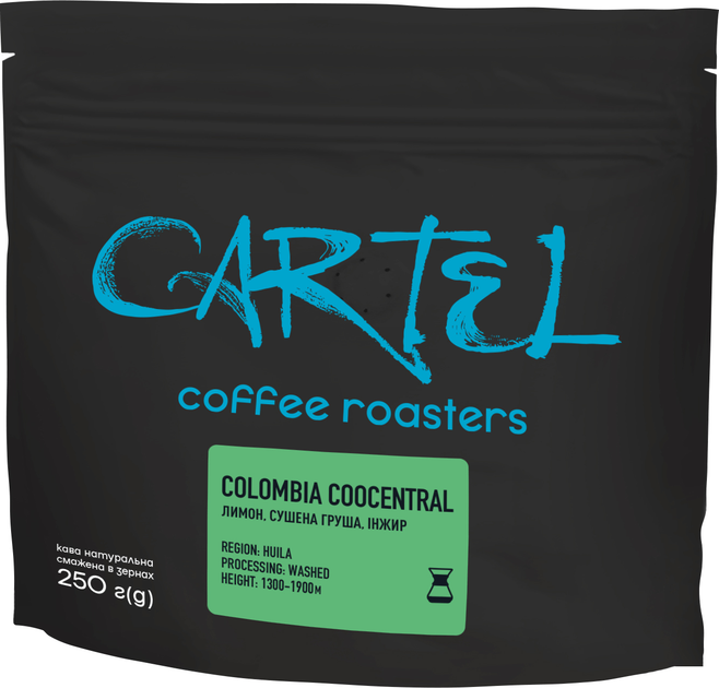 Кофе жареный в зернах Cartel filter Colombia 0.250 кг (4820219121701) - изображение 1