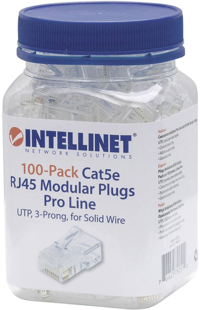 Wtyk modularny Intellinet RJ45 UTP Cat 5e 100 szt (766623790512) - obraz 3