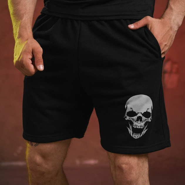 Трикотажные шорты с принтом Skull черные размер 2XL - изображение 1