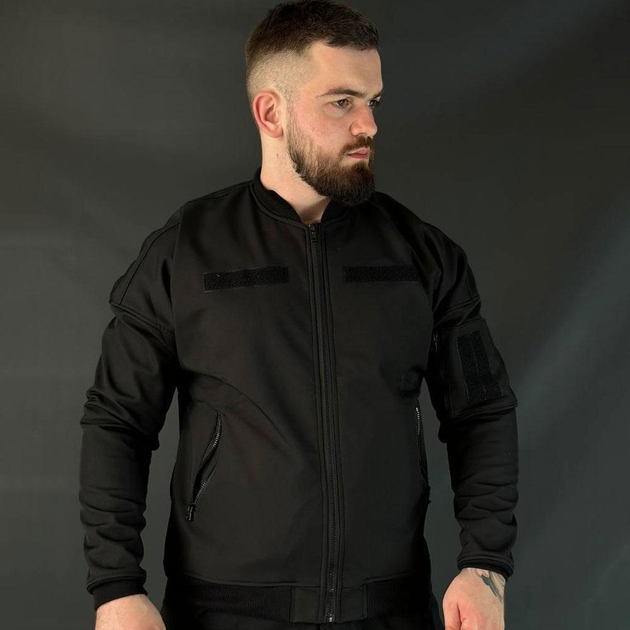 Бомбер Softshell на мікрофлісі чорний розмір S - зображення 1