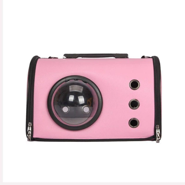 Сумка с иллюминатором для переноски кошек и собак 42x27x25 см CosmoPet CP-19 Pink (искусственная кожа) - изображение 2