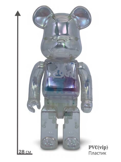 Статуетка Bearbrick X-Girl White 400% 28 см Medicom Toy Барвисто прозорий - зображення 11