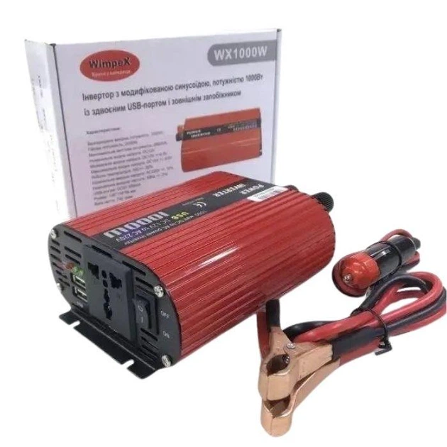 Перетворювач напруги Power Inverter Wimpex 1000W 12V 2-USB / Автомобільний інвертор 2USB WX- 1000А - зображення 2