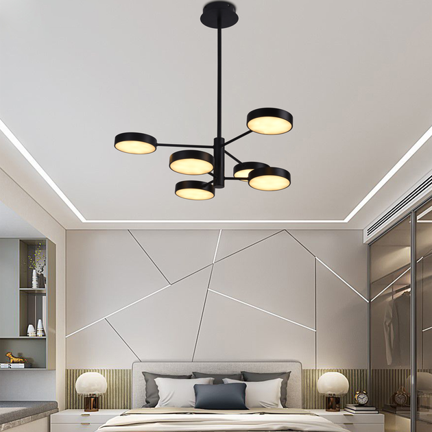 Потолочная люстра с пультом управления ПК Miorro MR827-6 Fiori 70W 3132lm 2700-6000K Black (51-313-002) на кухню, для спальни, для гостиной - изображение 5