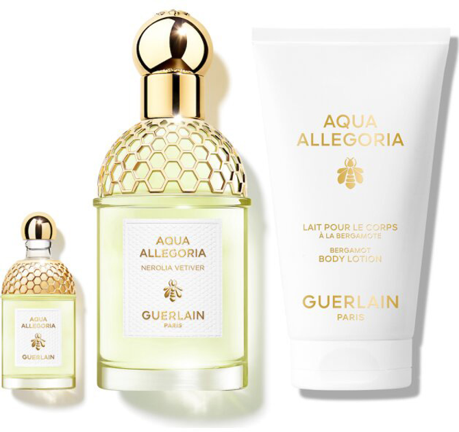 Набір для жінок Guerlain Aqua Allegoria Nerolia Vetiver Туалетна вода 75 мл + Мініатюра Туалетна вода 7.5 мл + Лосьйон для тіла 75 мл (3346470148697) - зображення 3