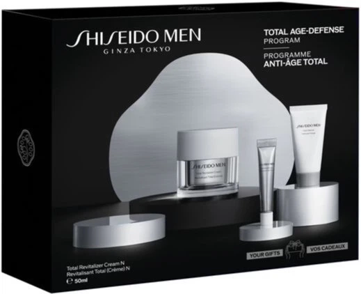 Набір для догляду за обличчям Shiseido Men Total Revitalizer Гель для вмивання 30 мл + Концентрат 10 мл + Крем 50 мл + Косметичка (3423222114299) - зображення 3