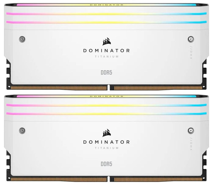 Оперативна пам'ять Corsair DDR5-6000 65536MB PC5-48000 (Kit of 2x32768) Dominator Titanium RGB White (CMP64GX5M2B6000C30W) - зображення 1