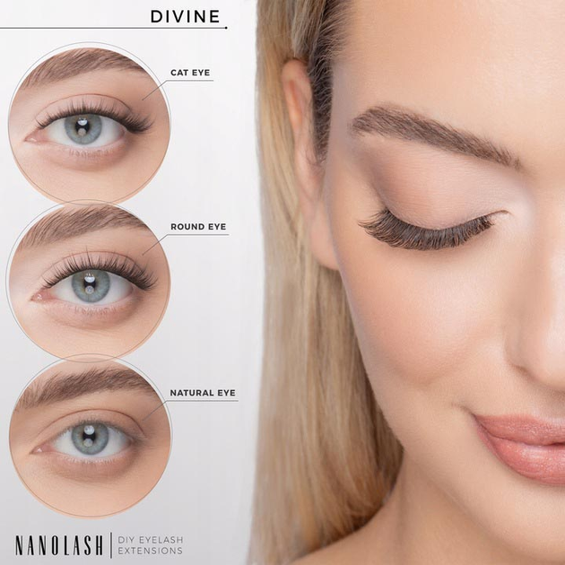 Zestaw Nanolash sztuczne rzęsy 10,12,14 mm Divine 36 szt + bonder 5 ml + sealer 5 ml + aplikator 1 szt + remover do rzęs 5 ml (5905669547956) - obraz 3
