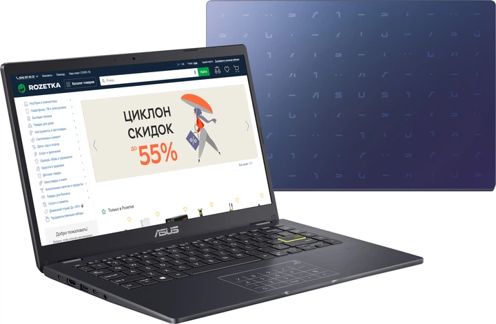 Ноутбук ASUS Laptop E410MA-EB268 (90NB0Q11-M17970) Peacock Blue - Фото 6 Ноутбук ASUS Laptop E410MA-EB268 (90NB0Q11-M17970) Peacock Blue - изображение 6