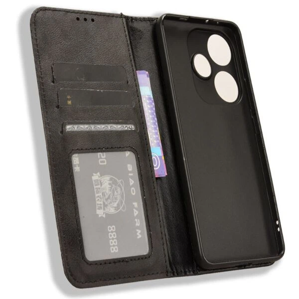 Чехол-книжка Deexe Retro Style для Xiaomi Poco F6 - Black - изображение 4