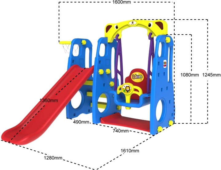 Дитячий майданчик Ramiz 3 в 1 з гойдалками та баскетбольним кошиком Синьо-червоний (5903864910612) - зображення 1