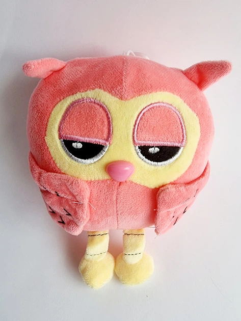 Мягкая игрушка маленькая Сова коралловая, 16х14 см - Фото 1 Мягкая игрушка маленькая Сова коралловая, 16х14 см - изображение 1