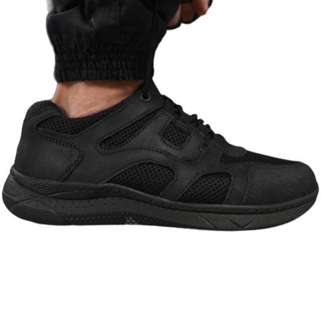 Тактичні кросівки літні Police чорні шкіряні сітка прошиті 45 - зображення 2
