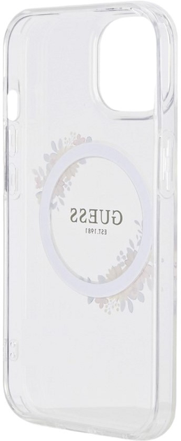 Панель Guess PC TPU Flowers Ring Glossy Logo MagSafe для Apple iPhone 15 Transparent (3666339221706) - зображення 6