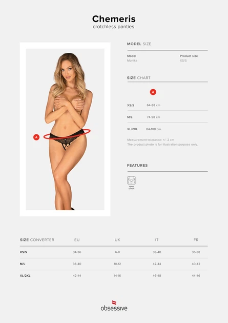 Трусики Obsessive Chemeris crotchless panties XL/2XL - Фото 7 Трусики Obsessive Chemeris crotchless panties XL/2XL - зображення 7