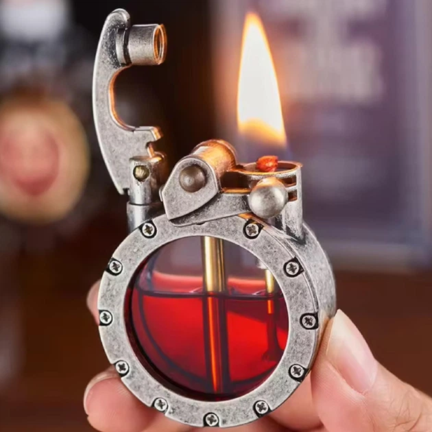 小物 Belle Зажигалка бензиновая Lighter BS-HP929 Retro Bagel Riveted Titan в