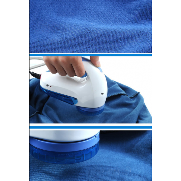 Машинка для стрижки катышков Lint Remover 5880 с запасным ножом работает Белоголубой - изображение 7