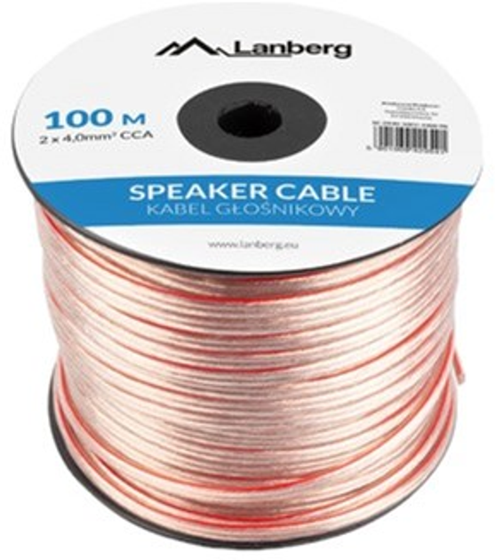 Kabel akustyczny Lanberg 2 x 4 mm² 100 m Transparent (SC-2X40-10CC-1000-TR) - obraz 1