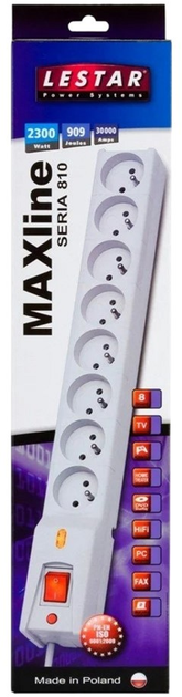 Мережевий фільтр Lestar LX 810 8 розеток 1.5 м Grey (1966004079) - зображення 7