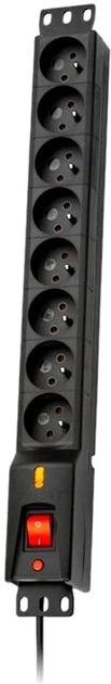 Listwa przeciwprzepięciowa Lestar LXARM 810 3L 19" PDU G-A 8 gniazd 1.5 m Black (1966004437) - obraz 1