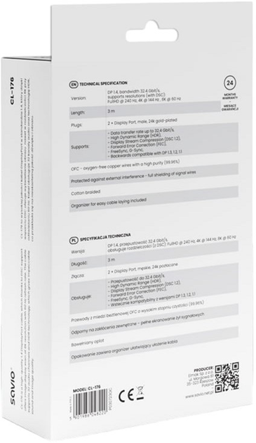 Кабель Savio DisplayPort - DisplayPort 3 м Black (5901986048220) - зображення 4