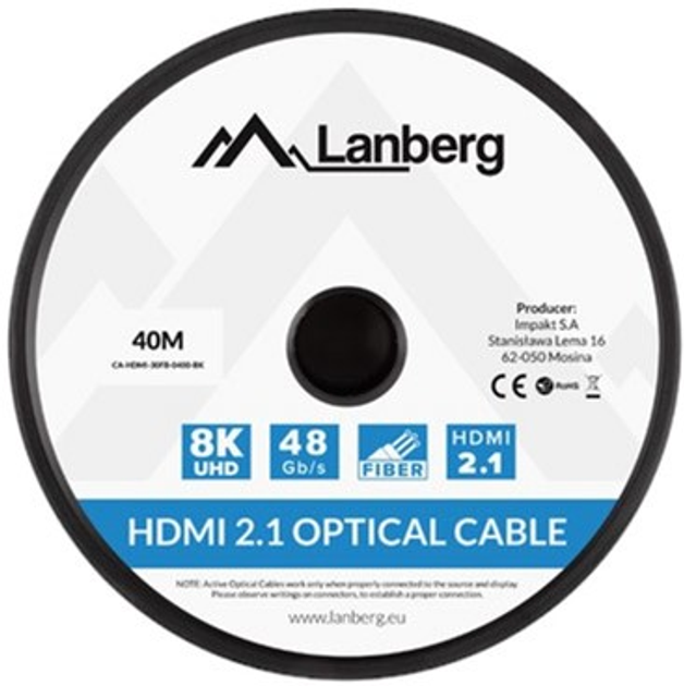 Kabel Lanberg HDMI - HDMI 40 m Black (CA-HDMI-30FB-0400-BK) - obraz 4