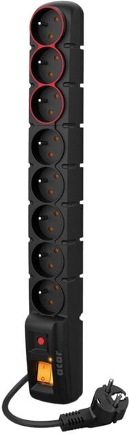 Мережевий фільтр Acar S8 Dual 8 розеток 1.5 м Black (5904743362300) - зображення 1