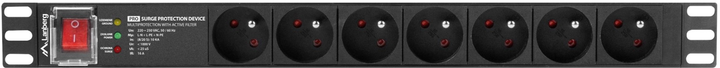 Listwa przeciwprzepięciowa Lanberg Rackowa 19" 1U 16A PDU PRO 7 gniazd 2 m Black (PDU-PRO-07E-0200-BK) - obraz 2