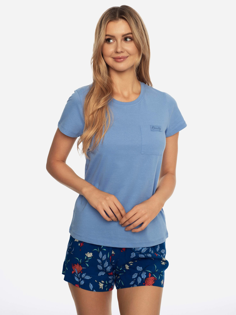 Піжама (футболка + шорти) жіноча бавовняна Henderson 41301-50X S Синя (5903972247839) - зображення 1