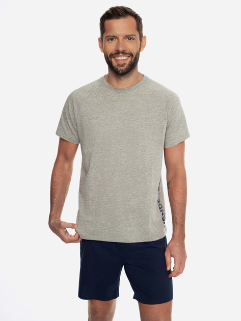 Піжама (футболка + шорти) чоловіча бавовняна Henderson 40957-90X M Сірий/Синій (5903972130865) - зображення 1