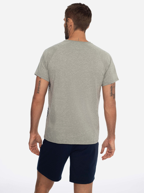 Піжама (футболка + шорти) чоловіча бавовняна Henderson 40957-90X M Сірий/Синій (5903972130865) - зображення 2