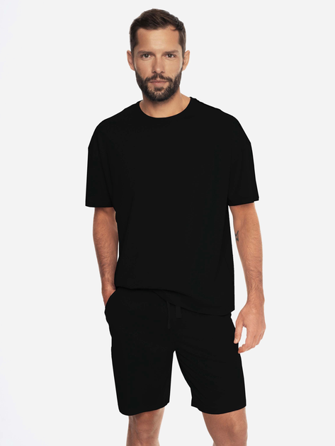 Піжама (футболка + шорти) чоловіча великого розміру бавовняна Henderson 41627-99X 2XL Чорна (5903972244197) - зображення 1