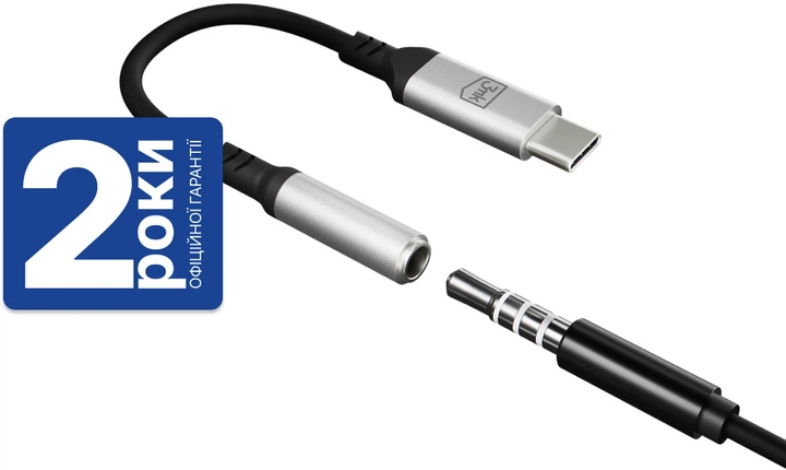 Адаптер 3mk | Type-C to Jack 3.5 | Черный | (5903108518055) - изображение 2