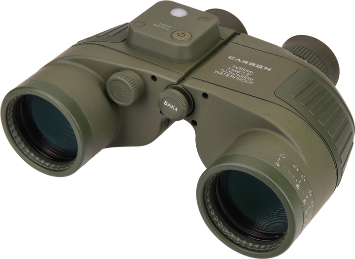 Бинокль Carbon 7x50 Green с дальномерной сеткой и компасом (88026 ...